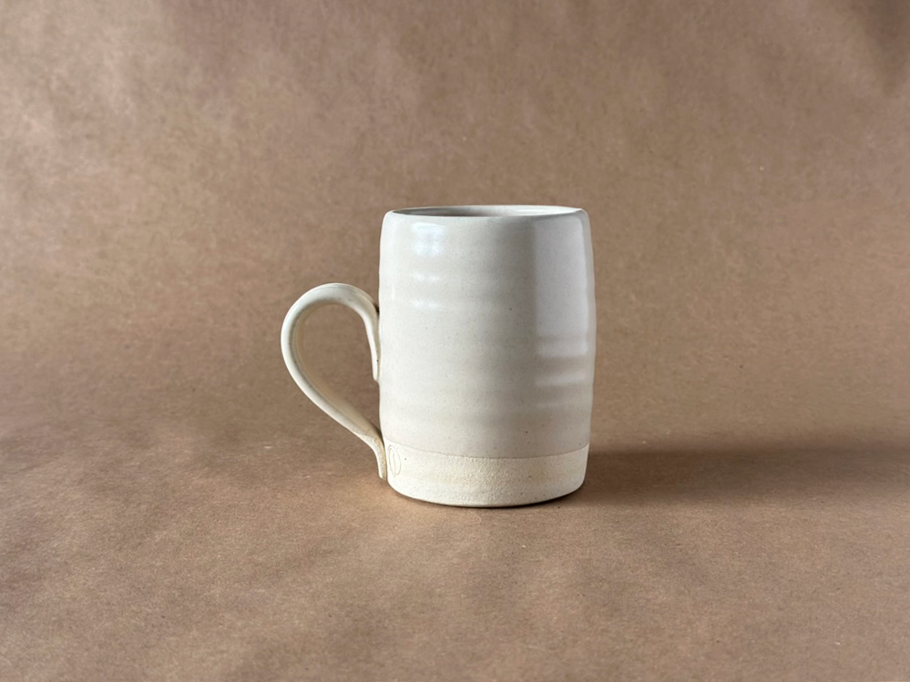 Linen Mug with a Brown Backdrop