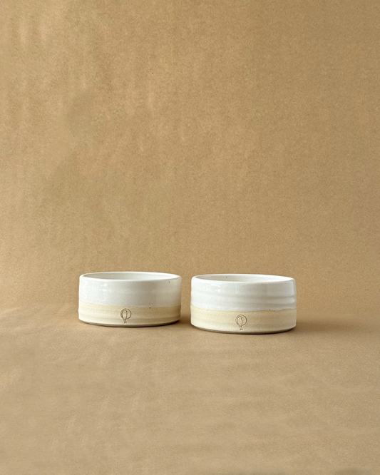 Bailey and Clarence Dog Bowls in Pearl White